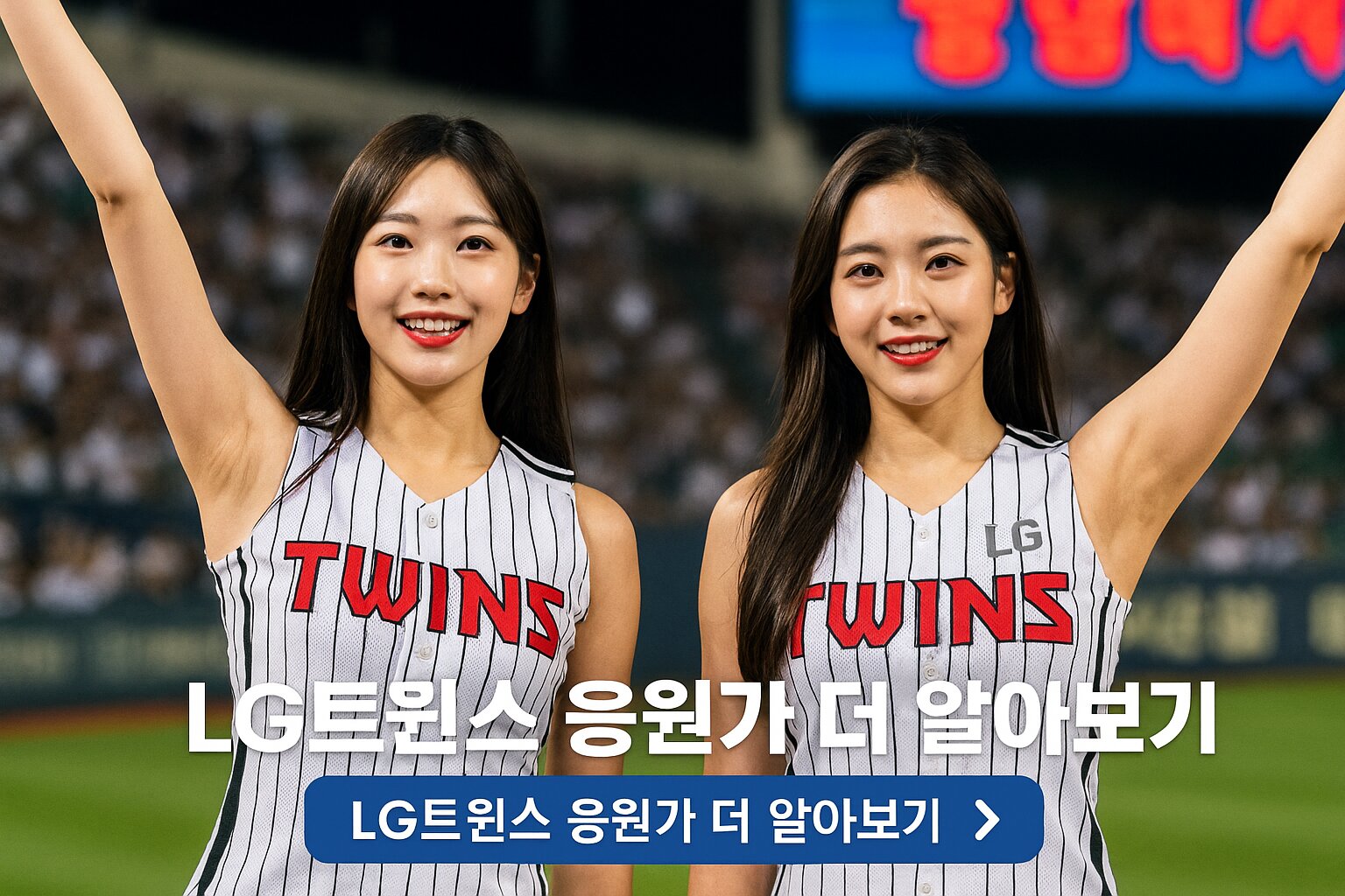 LG트윈스 응원가 정보를 안내하는 치어리더 배너 이미지